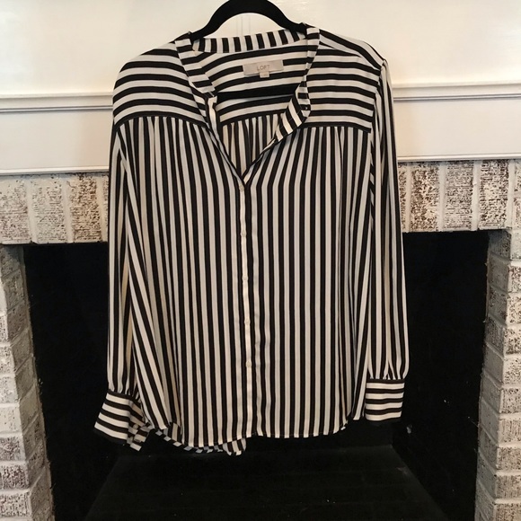 LOFT Tops - Black and white striped Loft blouse